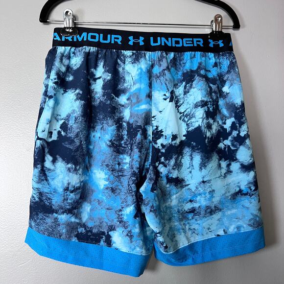 UNDER ARMOUR Men’s Shorts Medium Blue Black Tie Dye  Athletic Training Gym NWT - Picture 7 of 9